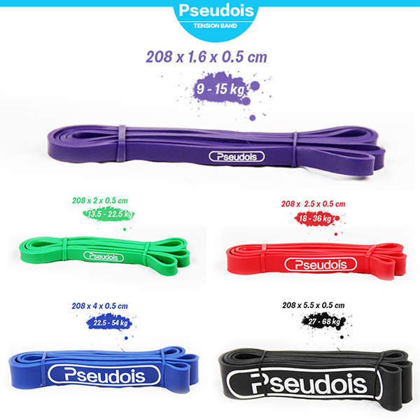 Bộ dây bản thun tập thể lực Pseudois 5 màu 4 bộ dây bản thun tập thể lực Pseudois 5 màu