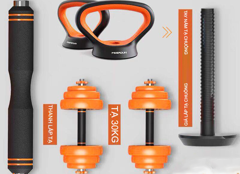 Bộ tạ tay đa năng FED loại 30kg 6 Thanh lắp tạ