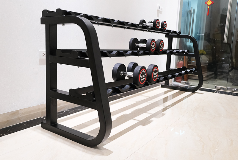 Giá để tạ 3 tầng (loại 15 cặp) HQ-15 6 Chân giá để tạ thiết kế choãi rộng vững chãi