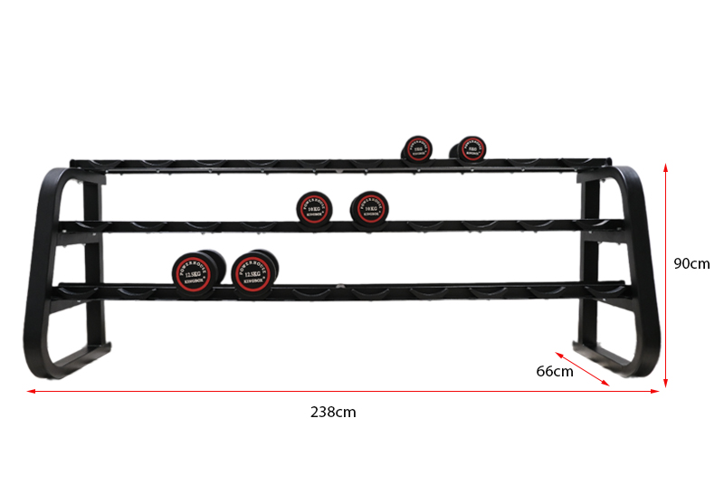 Giá để tạ 3 tầng (loại 15 cặp) HQ-15 4 Kích thước giá để tạ 3 tầng loại 10 cặp HQ-15