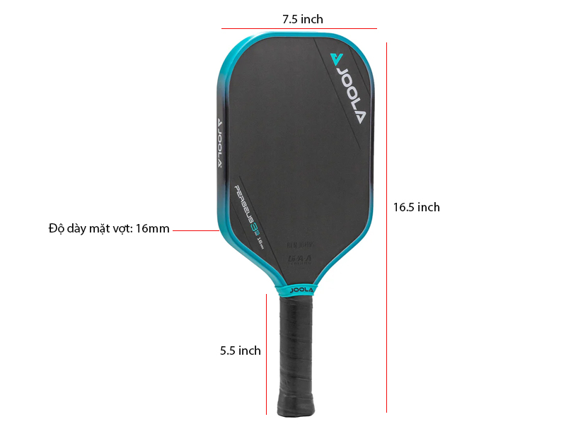 Vợt Joola Ben Johns Perseus 3S 16mm 4 Kích thước vợt Joola Ben Johns Perseus 3S 16mm