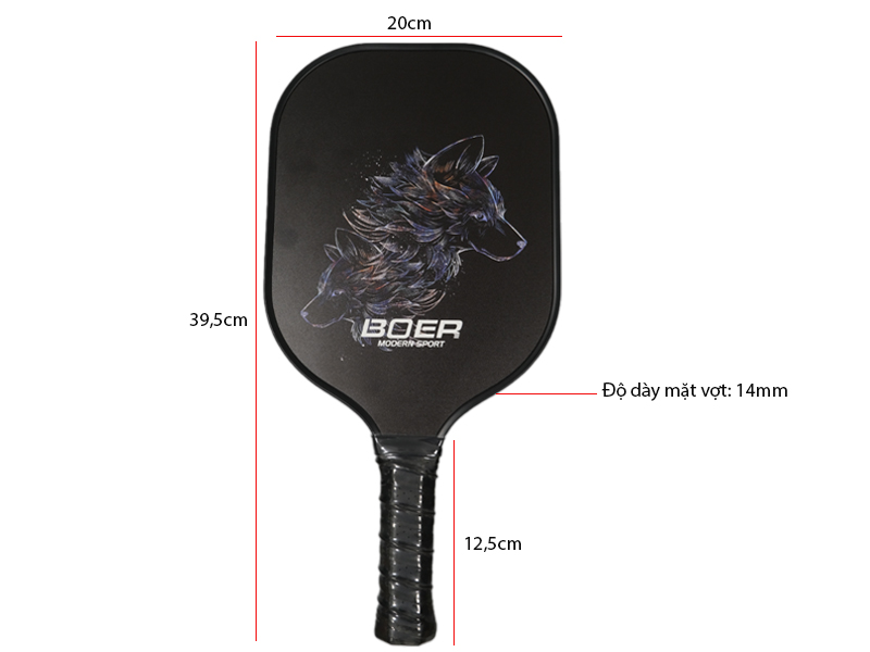 Vợt Pickleball PK03 4 Kích thước vợt Pickleball 3K