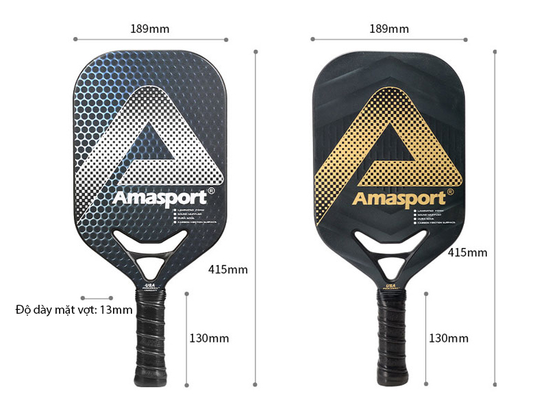 Vợt Pickleball AMA JP80-1 4 Kích thước vợt Pickleball AMA JP80-1