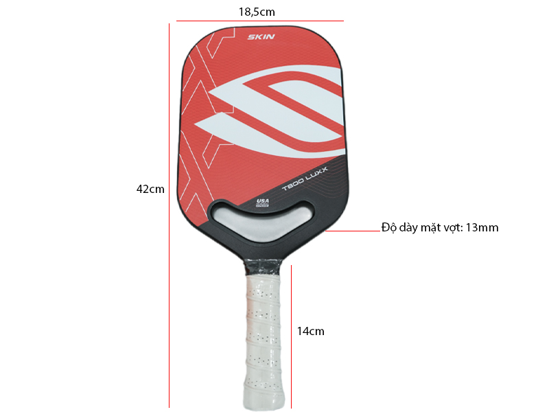 Vợt Pickleball Skin T800 Luxx 4 Kích thước vợt Pickleball Skin T800 Luxx