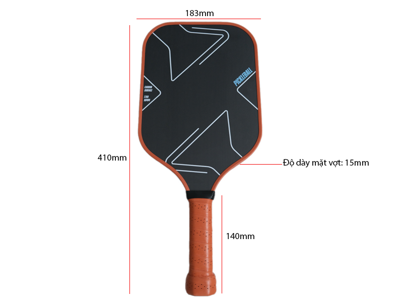 Vợt Pickleball T700 CARBON FIBRE 4 Kích thước vợt Pickleball T700 CARBON FIBRE