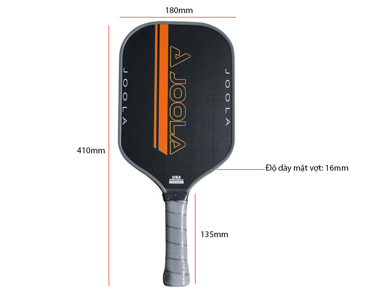 Vợt Pickleball Joola Black 4 Kích thước vợt Pickleball Joola Black