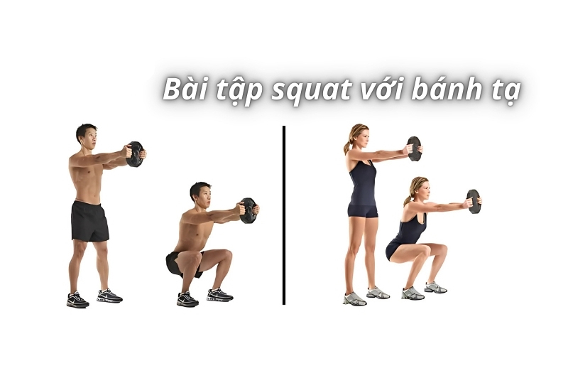 Bánh tạ gang (28.000/Kg) 10 Squat với bánh tạ
