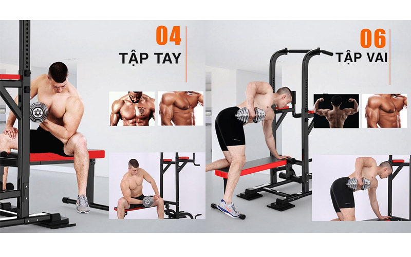 Ghế tập tạ đa năng T058 10 Bài tập tay và vai với ghế tập tạ đa năng T508