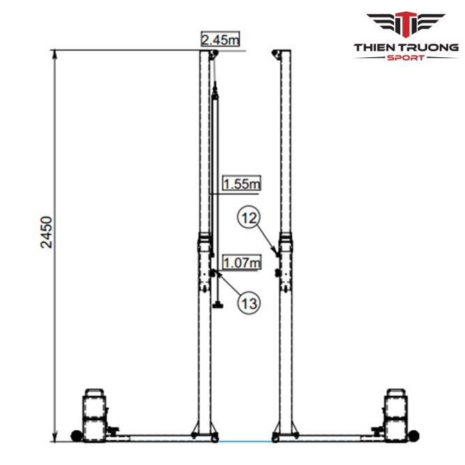 Trụ bóng chuyền di động S30052 Sodex 3 Trụ bóng chuyền di động S30052
