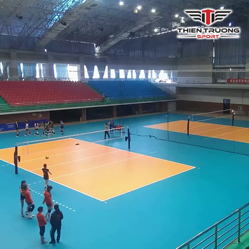 Thảm sân bóng chuyền Enlio A-49180 đạt tiêu chuẩn, sử dụng nhiều trong các nhà thi đấu
