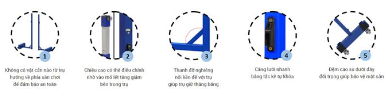 Đặc điểm nổi bật của trụ cầu lông di động S27235B