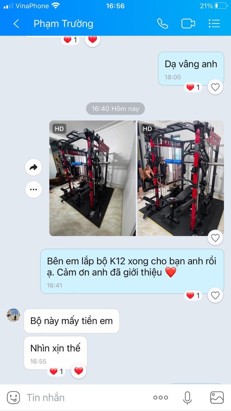 Feedback của khách hàng khi xem giàn tạ đa năng K12