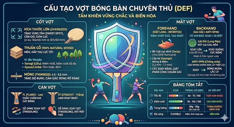 Vợt bóng bàn chuyên thủ là gì? 5 Cách chọn vợt đúng 1 Vợt bóng bàn chuyên thủ