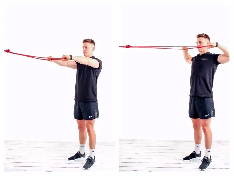 Hướng dẫn một số bài tập cơ vai hiệu quả tại nhà 9 Tập Face Pull với dây kháng lực