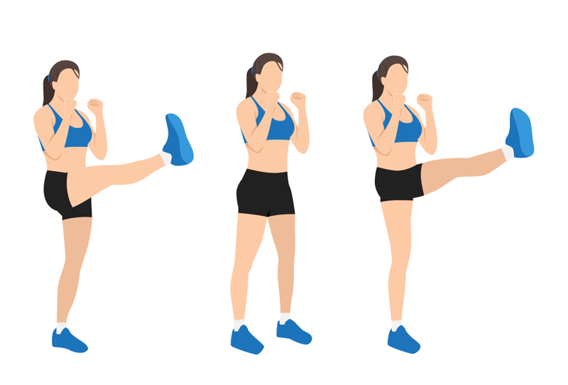 Tập aerobic có giảm cân không? Bài tập aerobic giảm cân 6 Bài tập Kick forward
