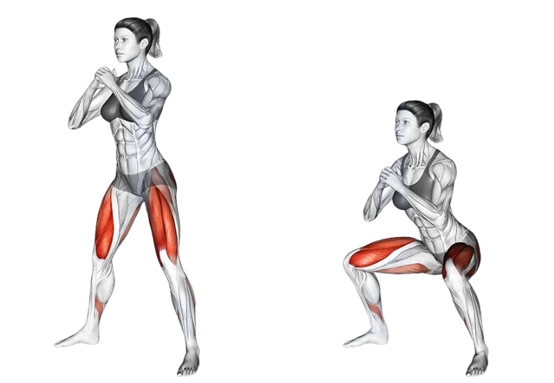 Hướng dẫn các bài Sumo Squat đốt mỡ tăng cơ mông đùi 1 Sumo Squat