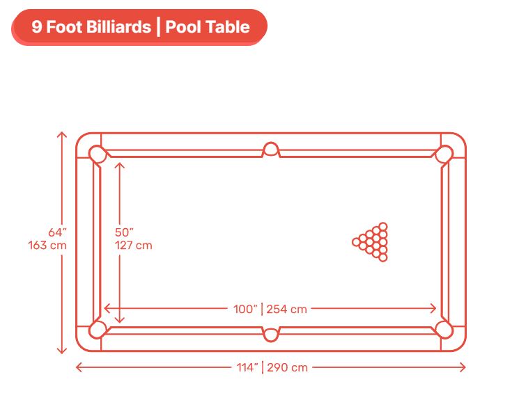 kích thước bàn bida tiêu chuẩn 9 feet