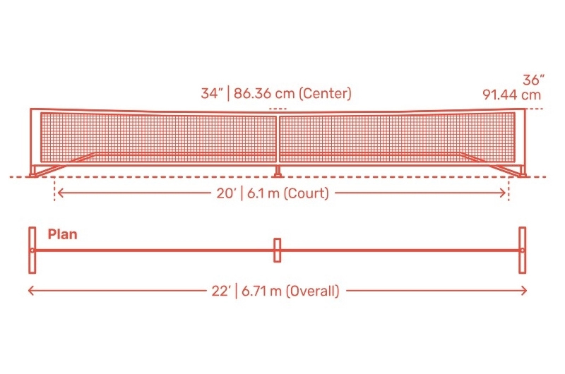 Kích thước trụ lưới pickleball tiêu chuẩn quốc tế 2025 1 Kích thước lưới Pickleball