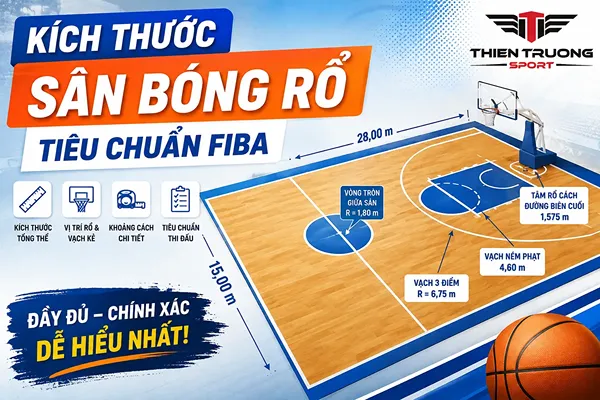 kích thước sân bóng rổ tiêu chuẩn