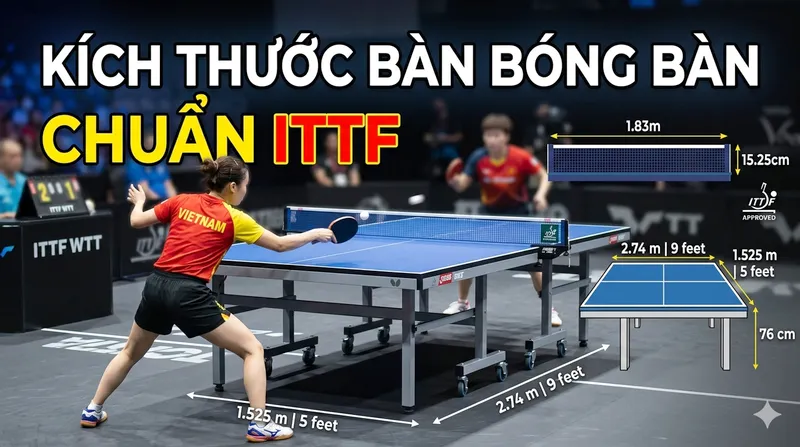 Kích thước bàn bóng bàn chuẩn ITTF