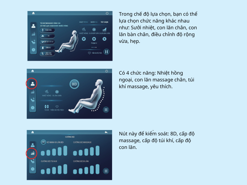 Ghế massage Oreni OR-450 5 Chương trình massage đa dạng của ghế massage Oreni OR-450