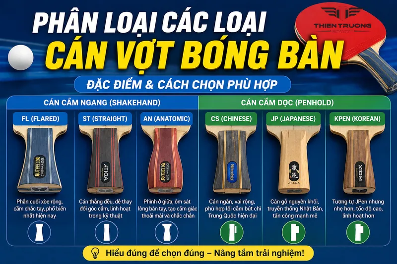 phân loại cán vợt bóng bàn
