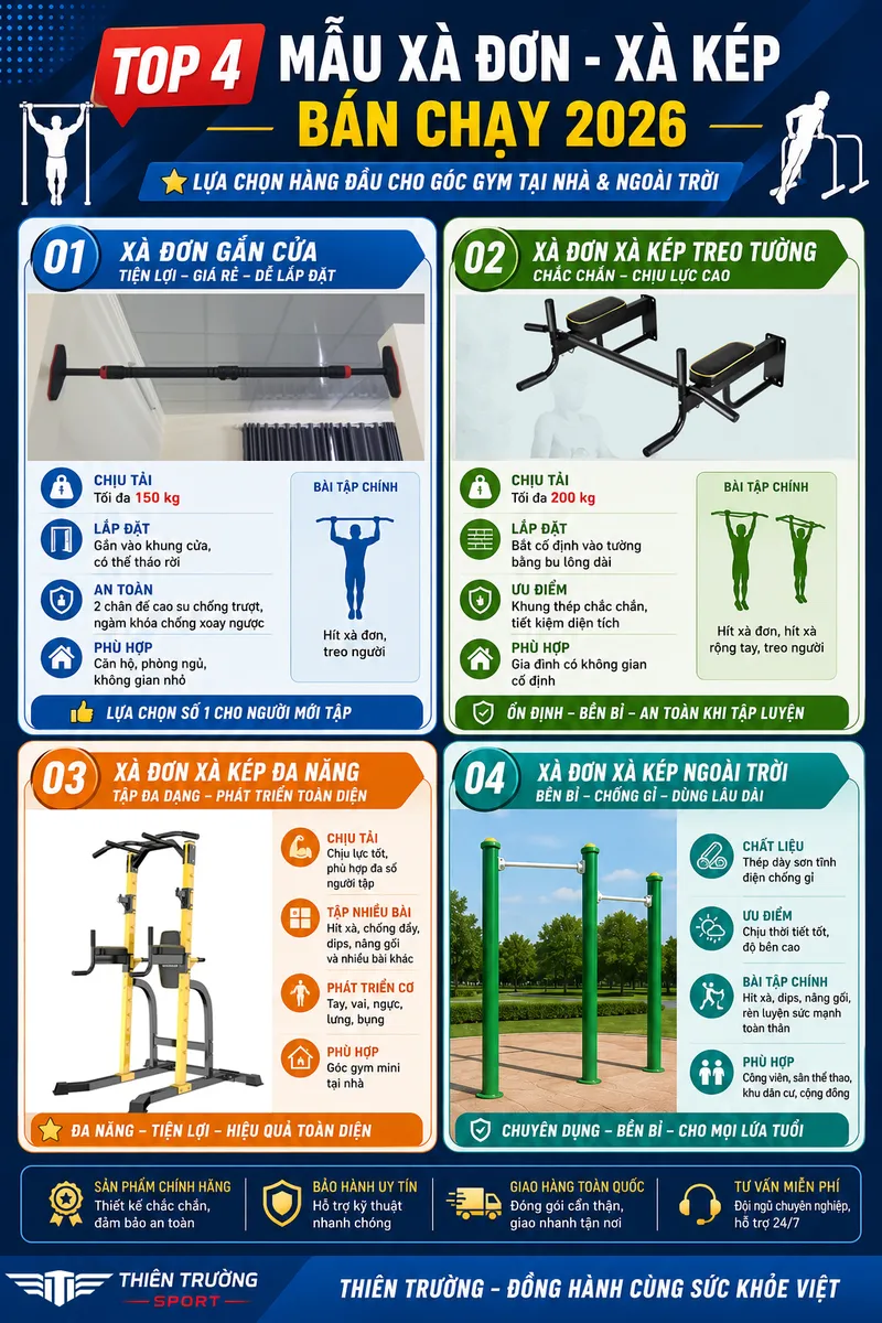top 4 loại xà đơn xà kép bán chạy