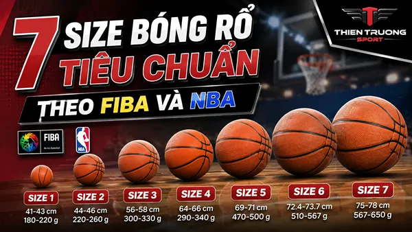 7 size bóng rổ tiêu chuẩn theo FIBA và NBA