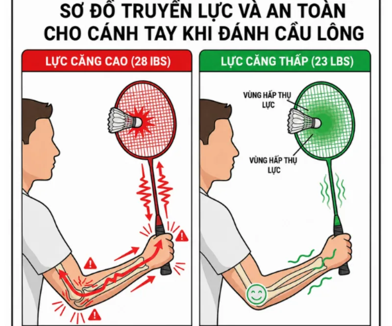 Thông số mức căng dây vợt cầu lông của vợt