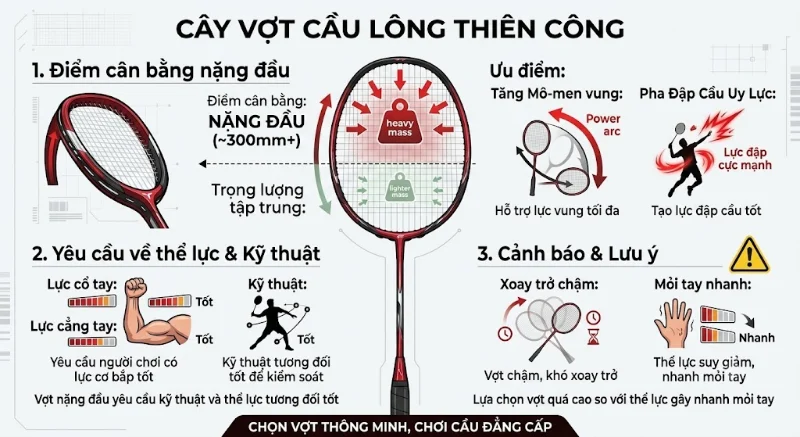 Đặc điểm nổi bật của vợt cầu lông thiên công