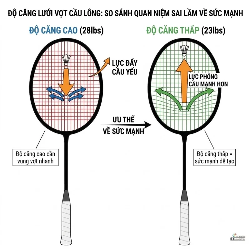 Lực căng thấp cho cảm giác đánh như nào?