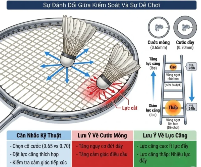 Lực căng vợt cầu lông bao nhiêu là phù hợp? 5 Xem lực căng vợt cầu lông dựa vào lối chơi